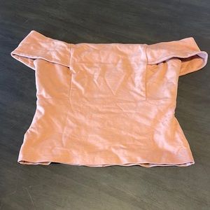 Off the shoulder, dark blush / pink, crop top from Anthropologie